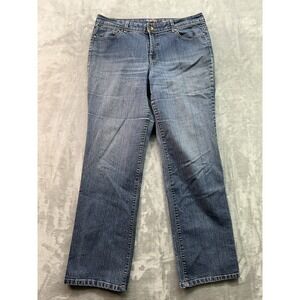 Style & Co Jeans Straight Leg Stretch Mid Rise Y2K Denim Womens Sz 12 Blue Faded